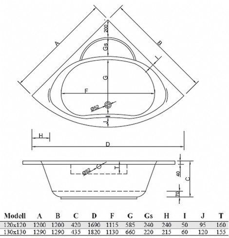 Badewanne Modell Apollo