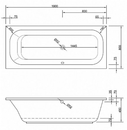 Badewanne Modell Aruba 190 links