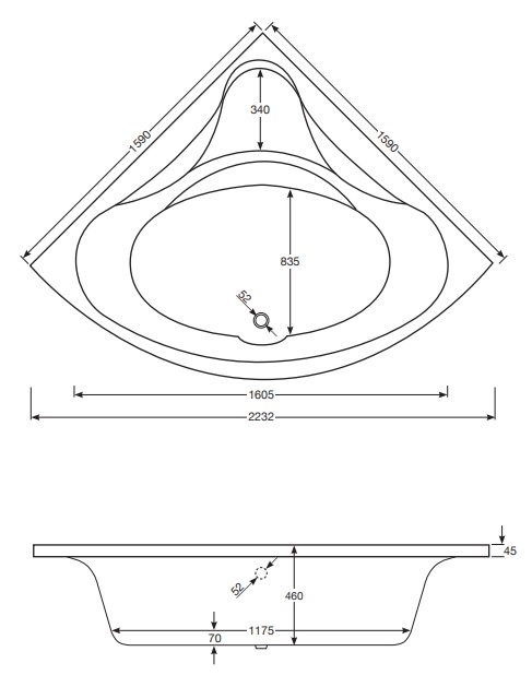 Badewanne Modell Borneo 160 Badewanne Modell Borneo 160