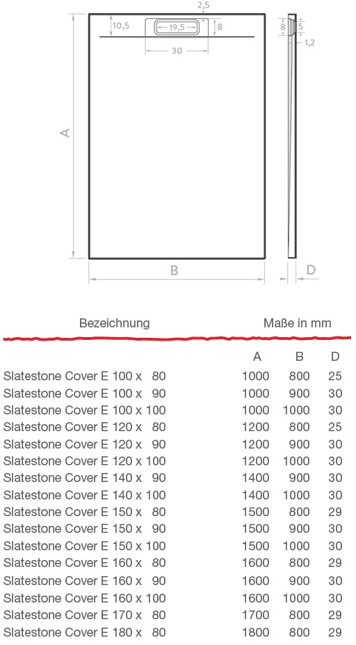 Duschwanne Slatestone Cover